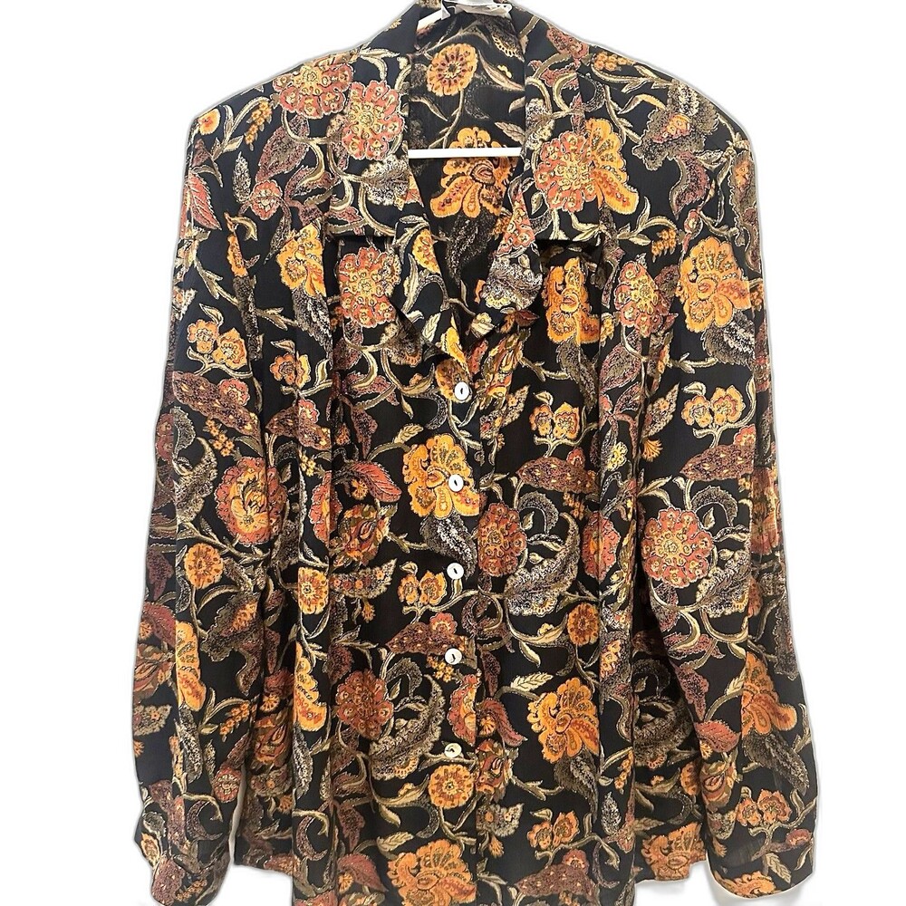 Vintage Jeffrey & Dara Floral Rayon Blouse Top Size 22 USA Made